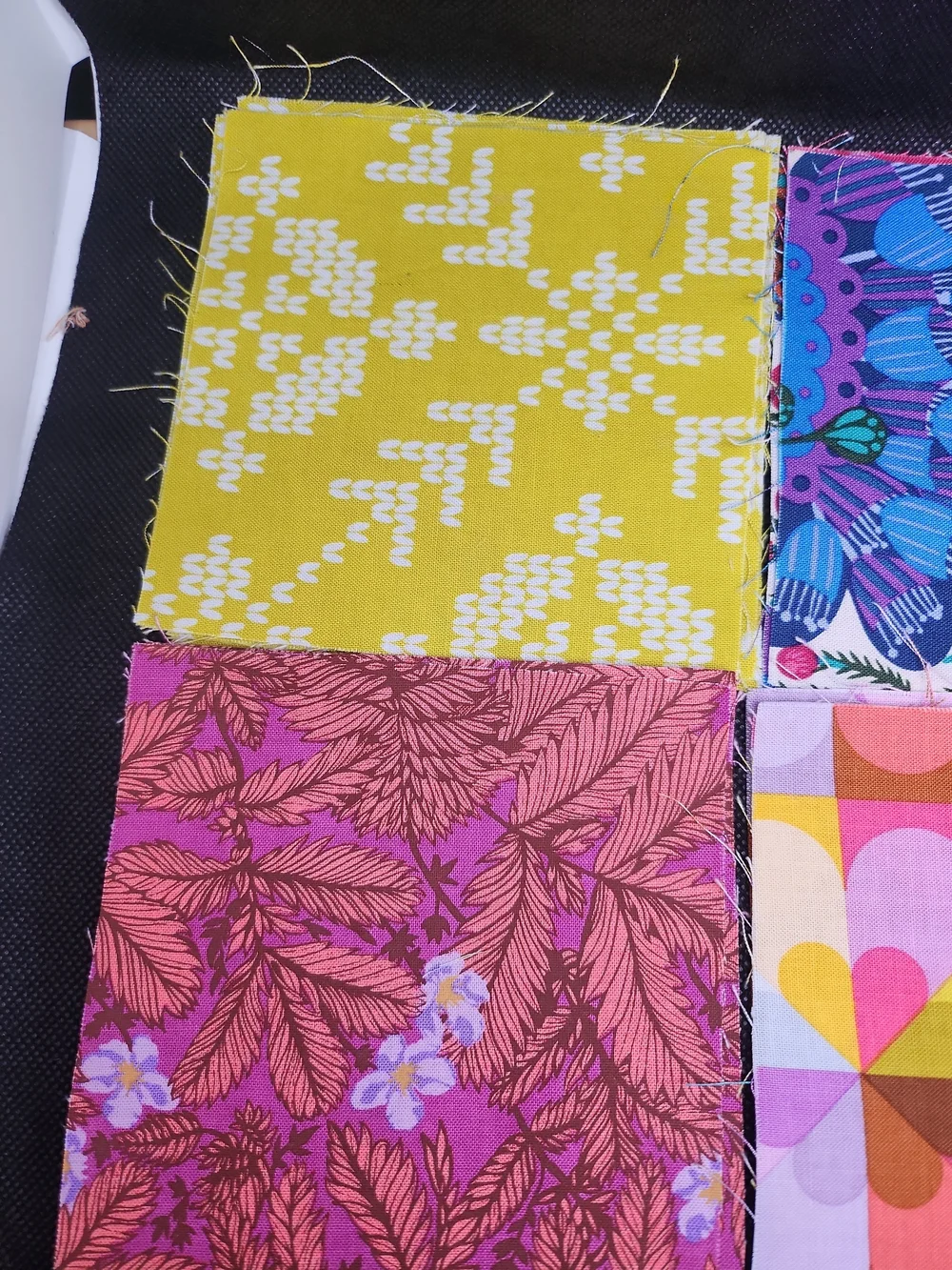 Vibrant Multicolor Floral and Geometric Fabric Squares - Home Accents